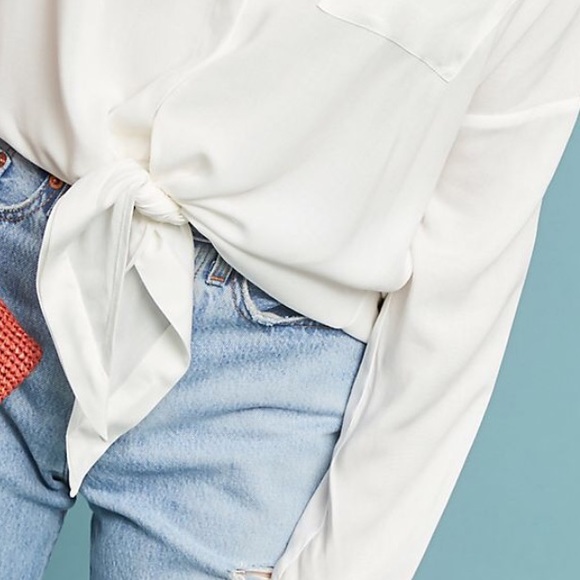 sale | anthropologie | tie front button down - Picture 3 of 5